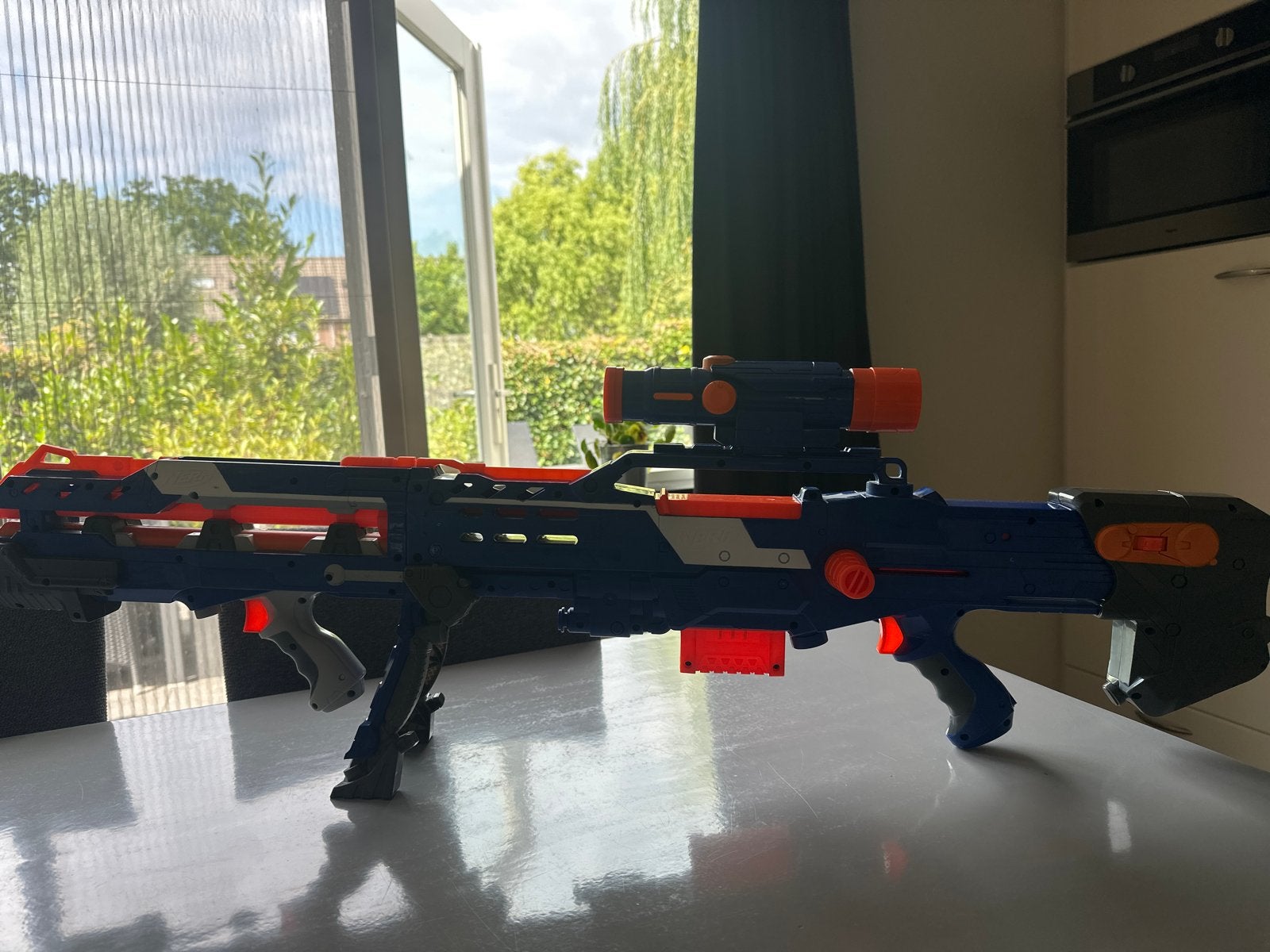 Nerf Modulus Longstrike CS-6 Blaster met accessoires, Ophalen, Zo goed als nieuw, Jongen of Meisje