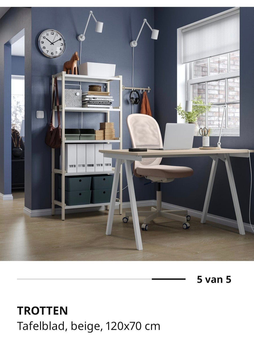 Bureauset IKEA 2x Trotten Bureau met Eilif Scherm, Ophalen, Spaanplaat of MDF, Zo goed als nieuw, IKEA