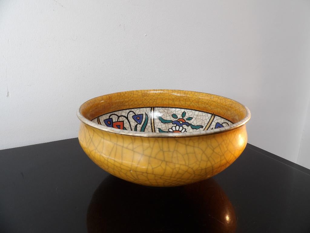 Art Deco Schaal Craquele aardewerk, Antiek en Kunst, Antiek | Keramiek en Aardewerk, Ophalen of Verzenden