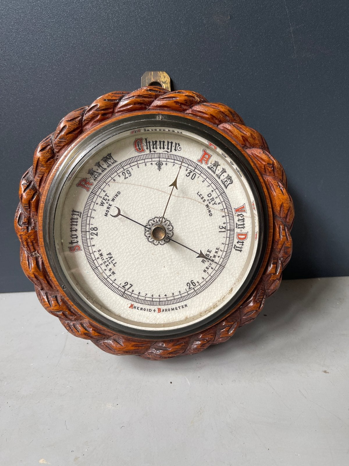 Antieke Barometer met Houten Frame, Ophalen of Verzenden, Gebruikt, Barometer