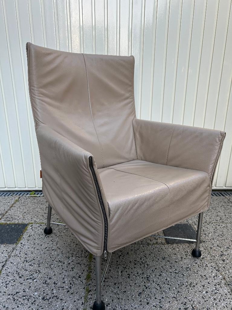 IZGS Montis Charly design fauteuil chair taupe leer, Huis en Inrichting, Ophalen of Verzenden, Zo goed als nieuw, Nvt, Nvt