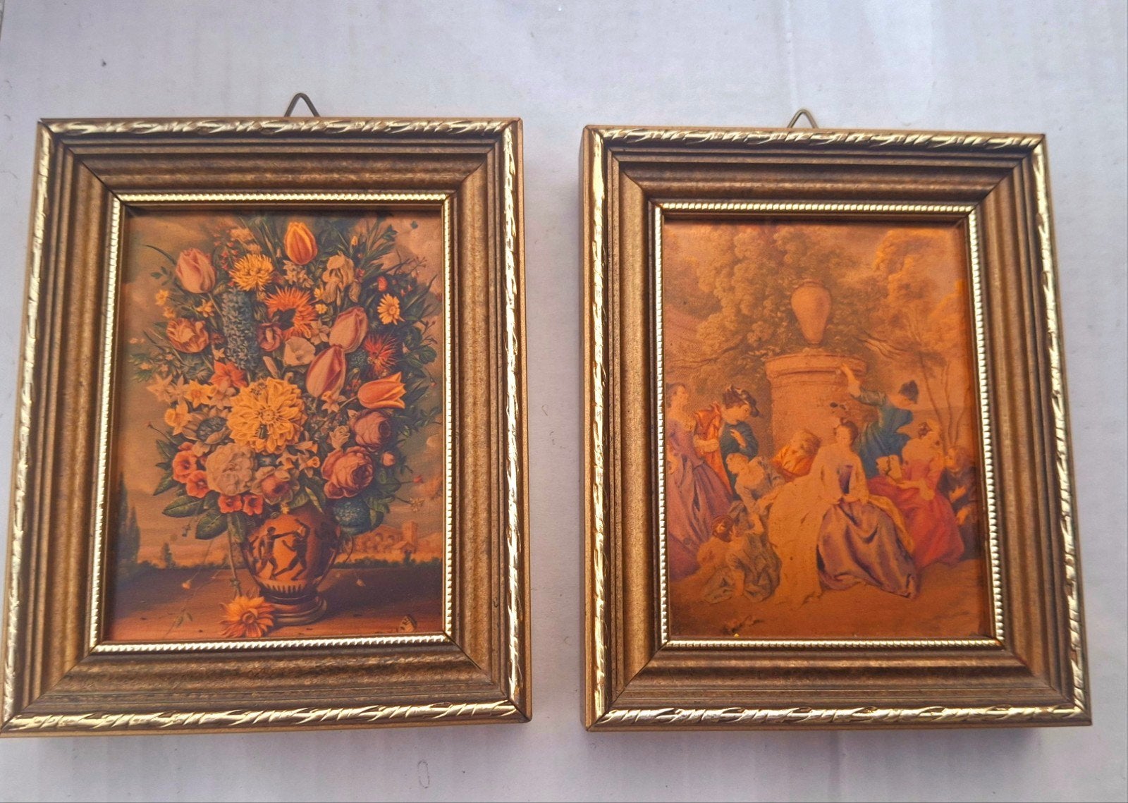 Set van 2 Vintage Ingelijste mini Kunstdrukken, Ophalen, Zo goed als nieuw
