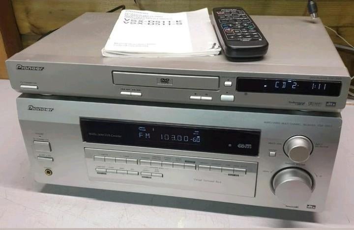 Pioneer set receiver vsx-d511 + cd dvd dv-350 + remote, Ophalen of Verzenden, Pioneer