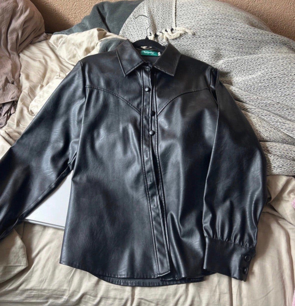 Leer jasje Turquoise by Daan maat m, Ophalen of Verzenden, Gedragen, Maat 38/40 (M), Zwart