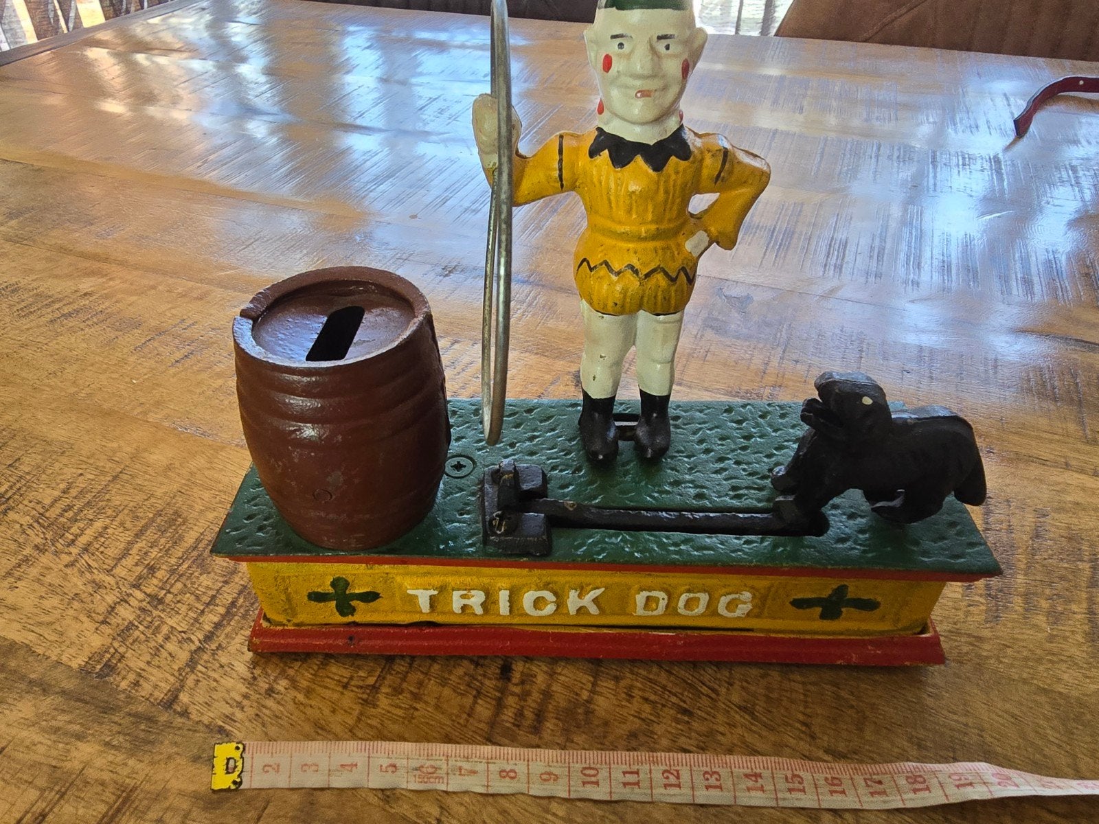 Antieke Trick Dog spaarpot -Gietijzeren mechanische spaarpot, Ophalen of Verzenden