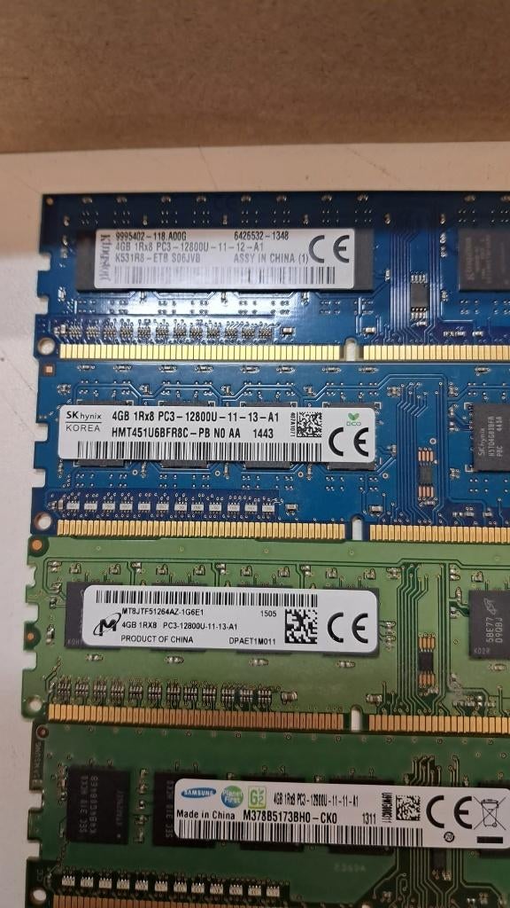 Partij 4GB DDR3 DIMM Desktop PC Ram Geheugen 1600Mhz, Gebruikt, DDR3, Ophalen of Verzenden, Desktop