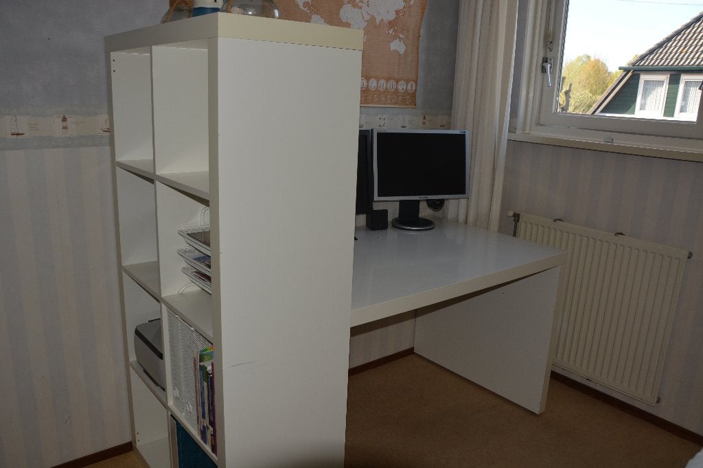 Ikea Expedit/Kallax buro met vakkenkast, Ophalen, Gebruikt, 115 cm, Demontabel