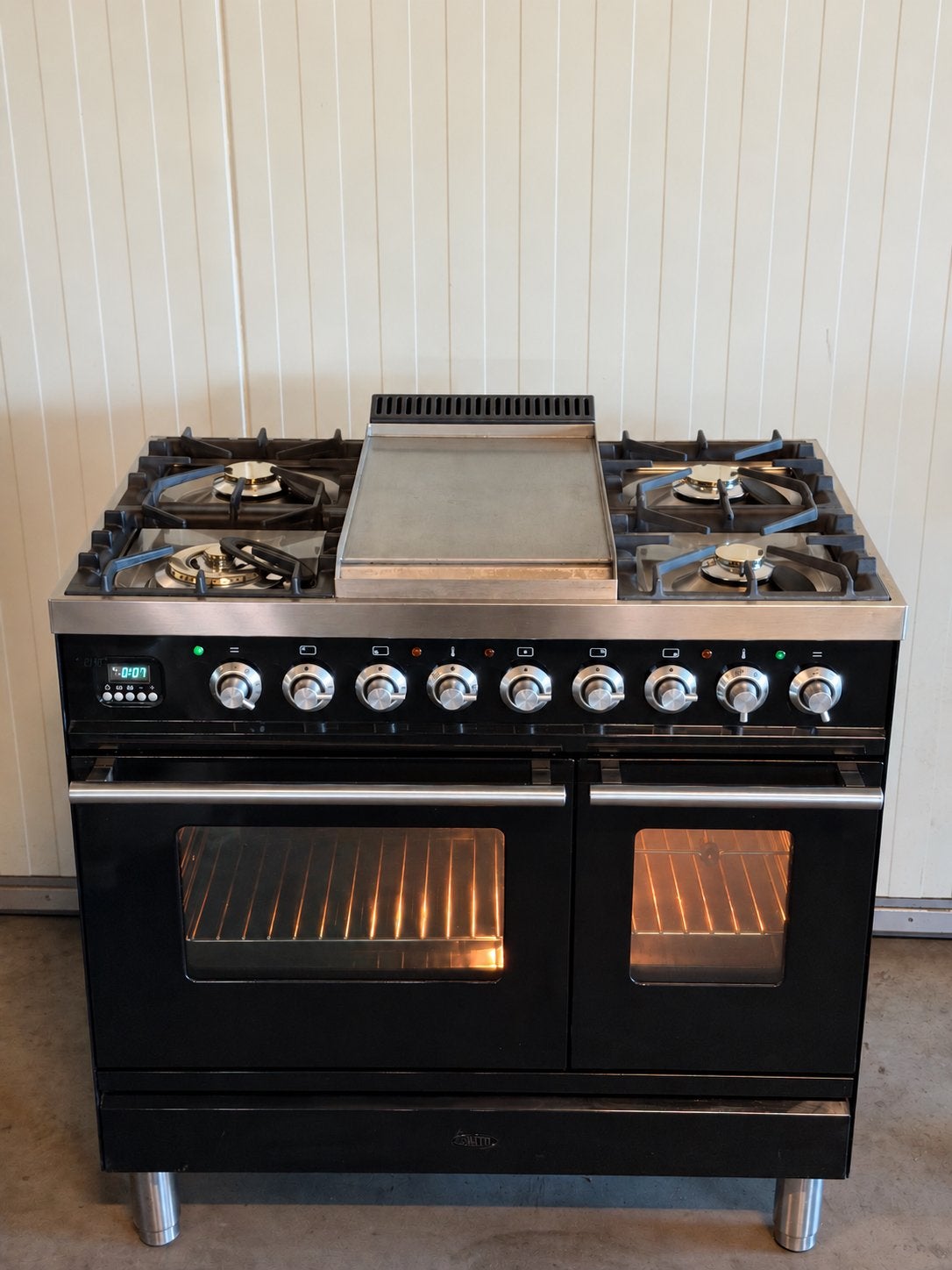 Luxe Boretti fornuis hooglans zwart - 90 cm, 60 cm of meer, Ophalen of Verzenden, Zo goed als nieuw, Gas