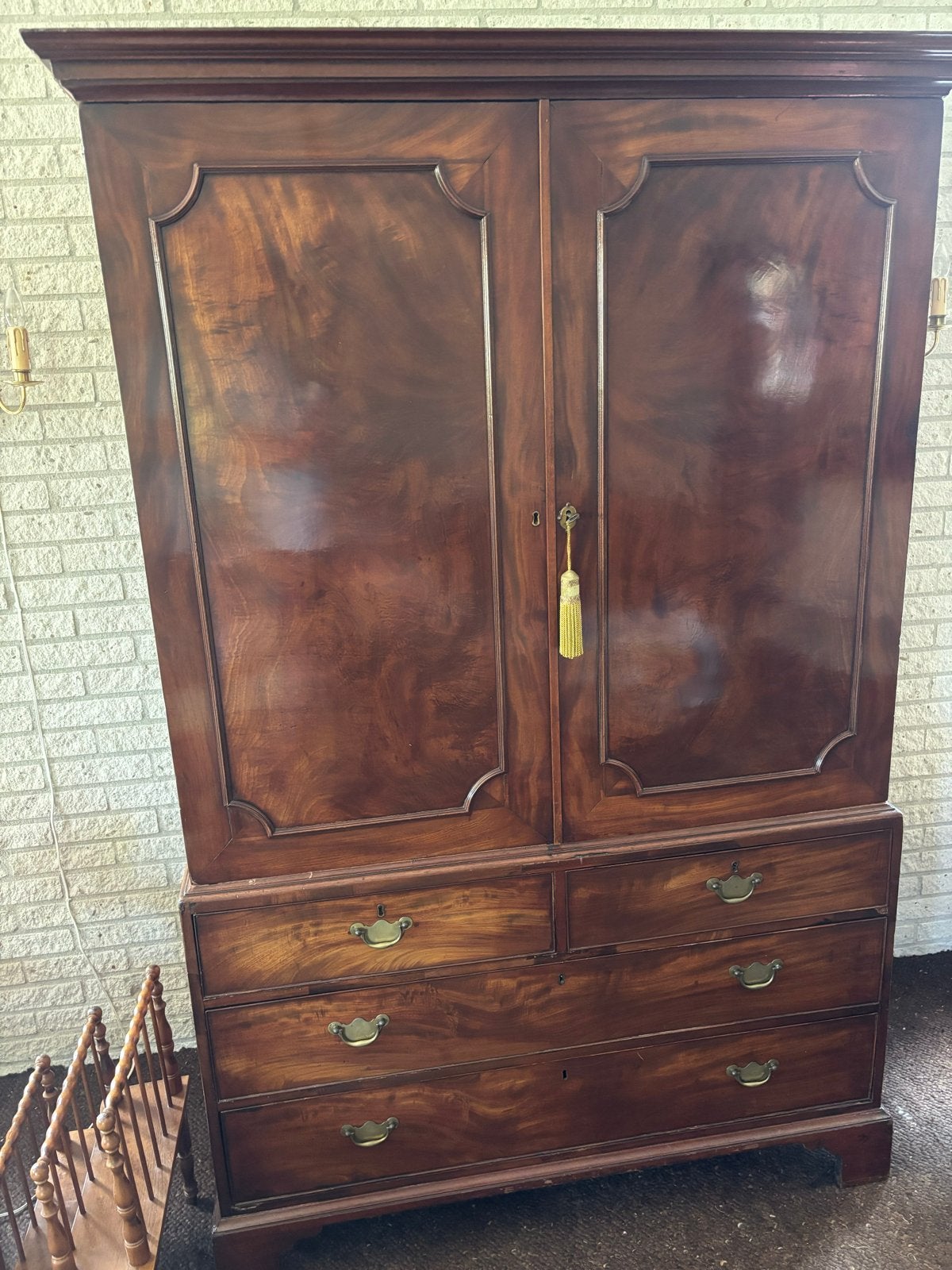 Antieke Mahonie Houten Kast met Lades, Ophalen