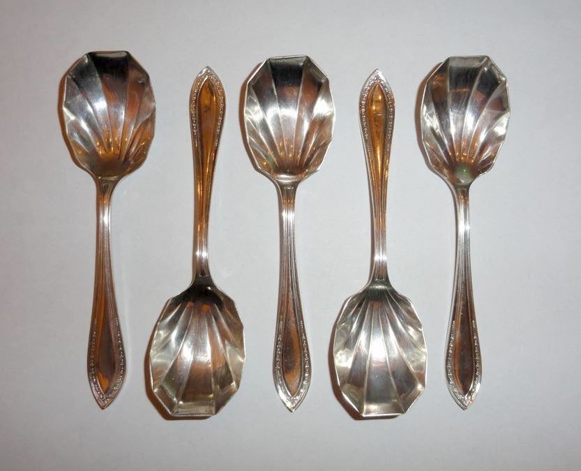 Dessert Lepels zilverplated Schelpvorm Art Deco, Verzenden