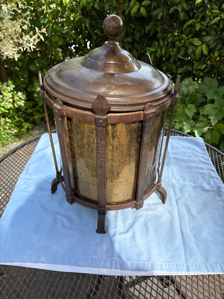Antieke koperen/bronzen kolenemmer met deksel, Ophalen of Verzenden, Koper
