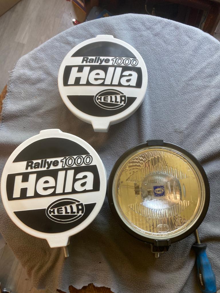 Oldtimer 2 Hella verstralers type Rallye 1000 met covers, Auto-onderdelen, Verlichting, Ophalen of Verzenden, Gebruikt