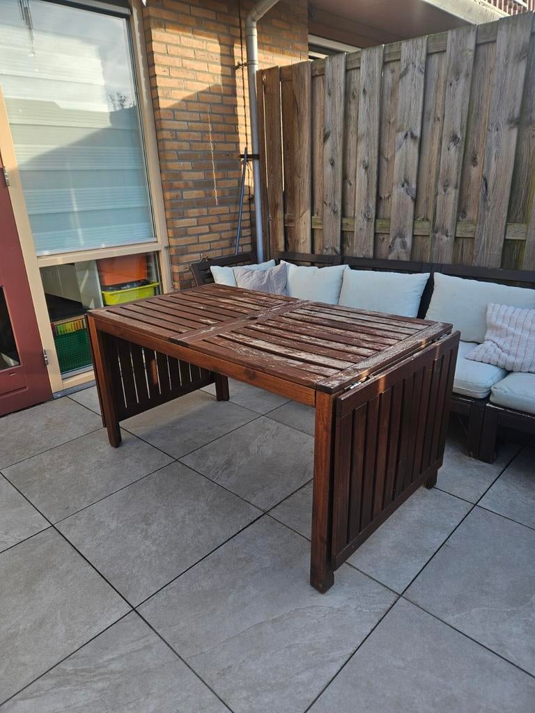 Ikea Uitschuifbare houten tuintafel, Ophalen, Gebruikt, Rechthoekig, Hout