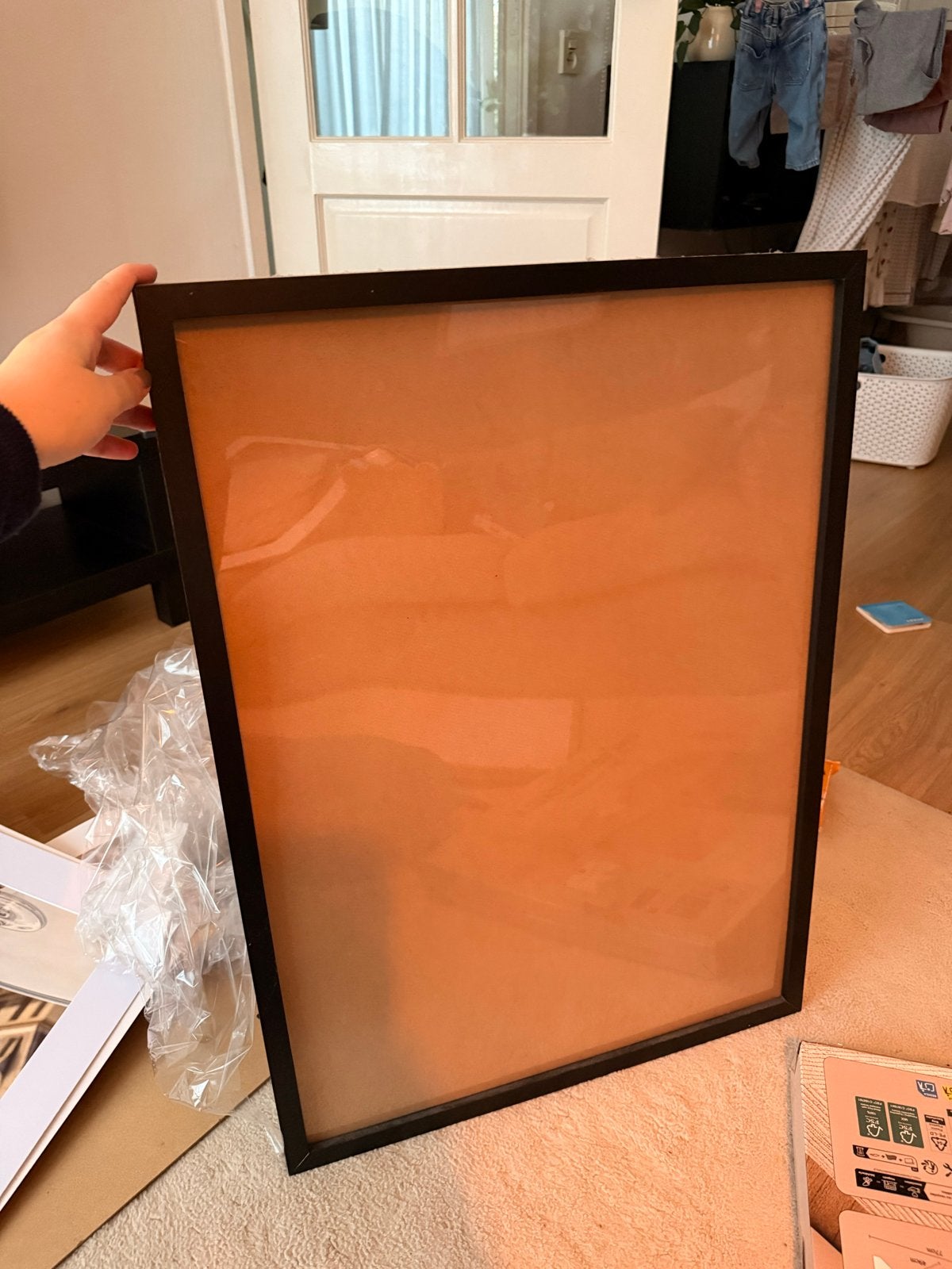 Zwarte fotolijst 50x70 cm, Ophalen, Zo goed als nieuw, Fotolijst, 50 cm