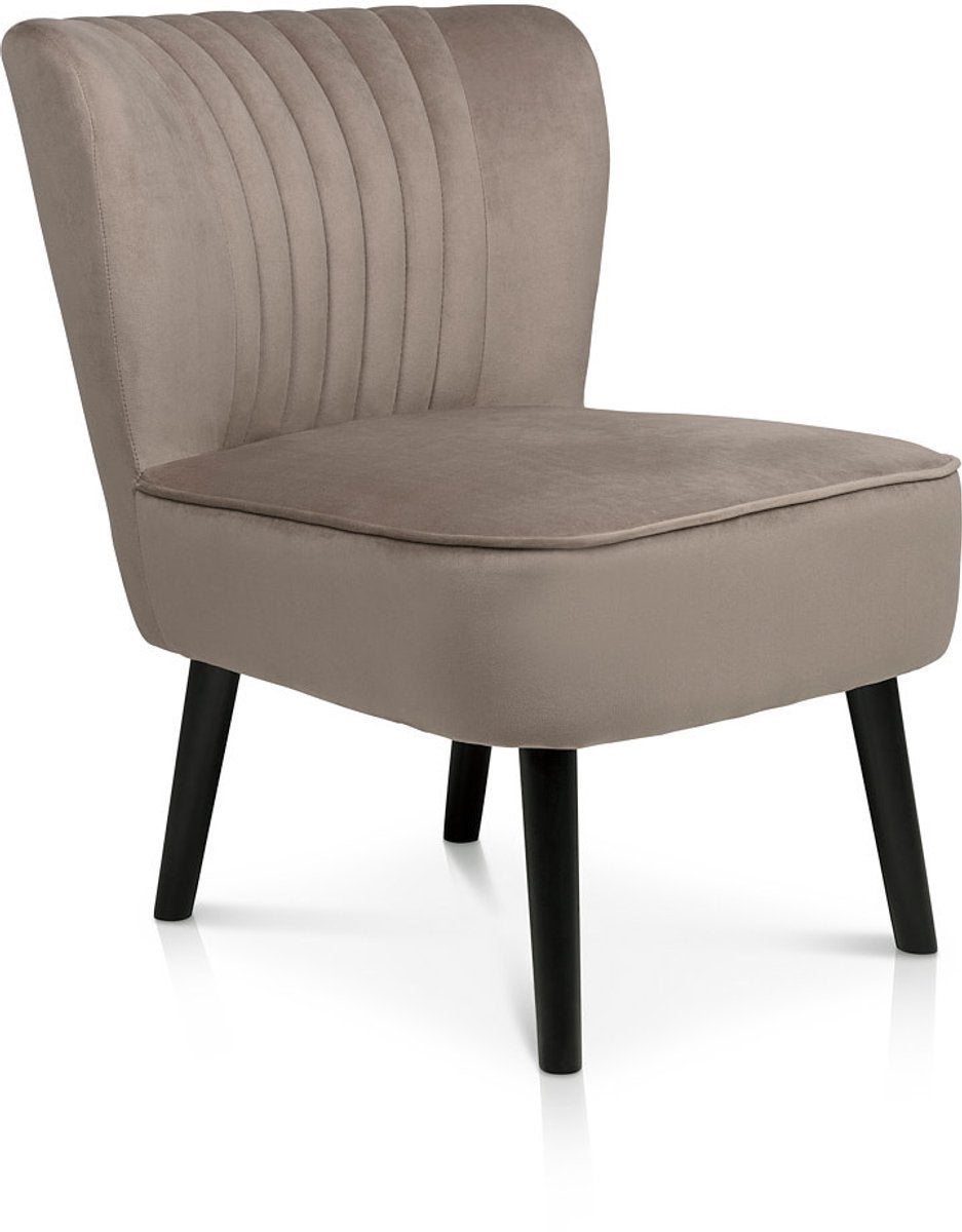 Velvet Fauteuil Taupe - Nieuw in Doos, Ophalen, Minder dan 75 cm, Stof, 50 tot 75 cm