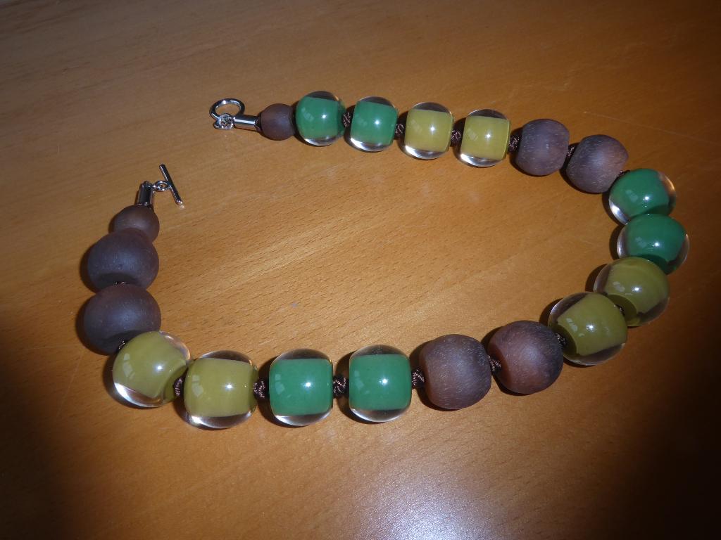 Zsiska ketting- groen, bruin tinten, Ophalen of Verzenden, Zo goed als nieuw, Overige kleuren, Overige materialen