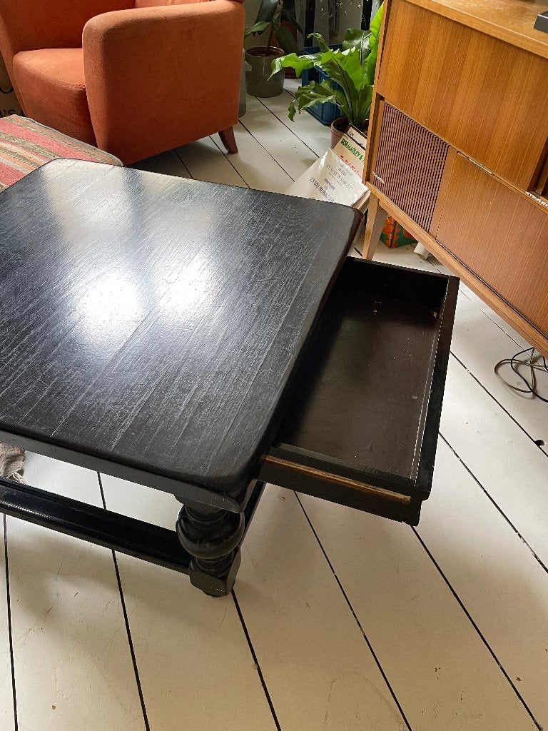 Zwarte bijzet tafel, Gebruikt, 75 cm of meer, Hout, Ophalen