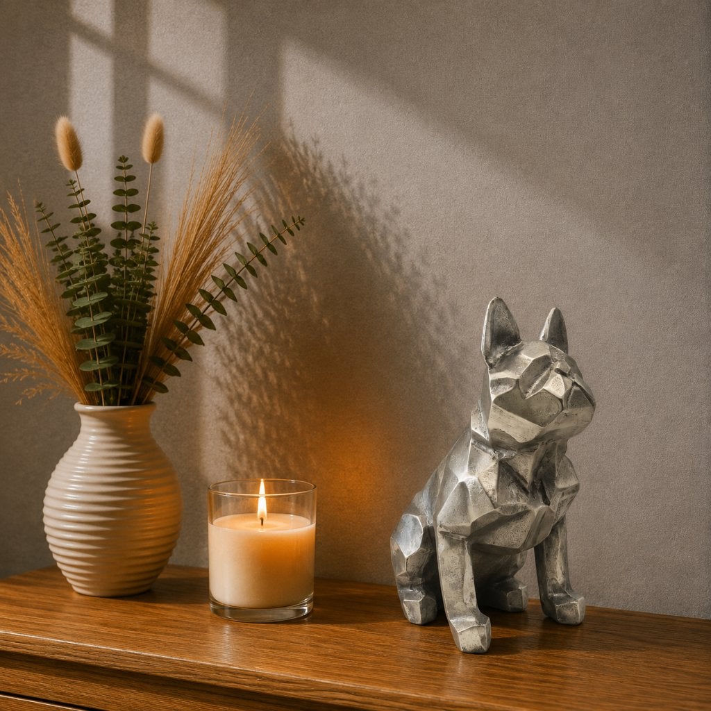 Urn Franse Bulldog - Zilver, Overige stijlen, Nieuw, Ophalen of Verzenden, Metaal