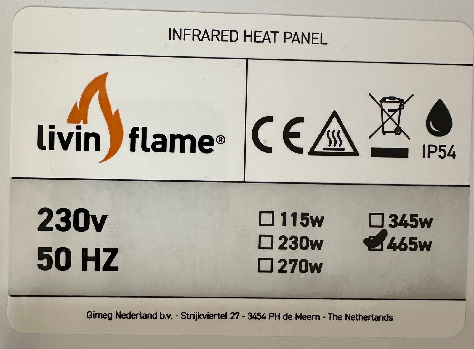 Infrarood warmte paneel zwart livin flame. 1.20/60 cm., 30 tot 80 cm, Hoog rendement (Hr), Overige typen, 150 cm of meer