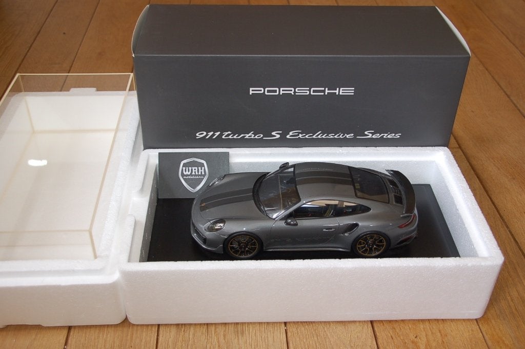 1:18 PORSCHE 911 991 TURBO S EXCLUSIVE grey Spark WRH, Verzenden, Zo goed als nieuw, Auto, Overige merken