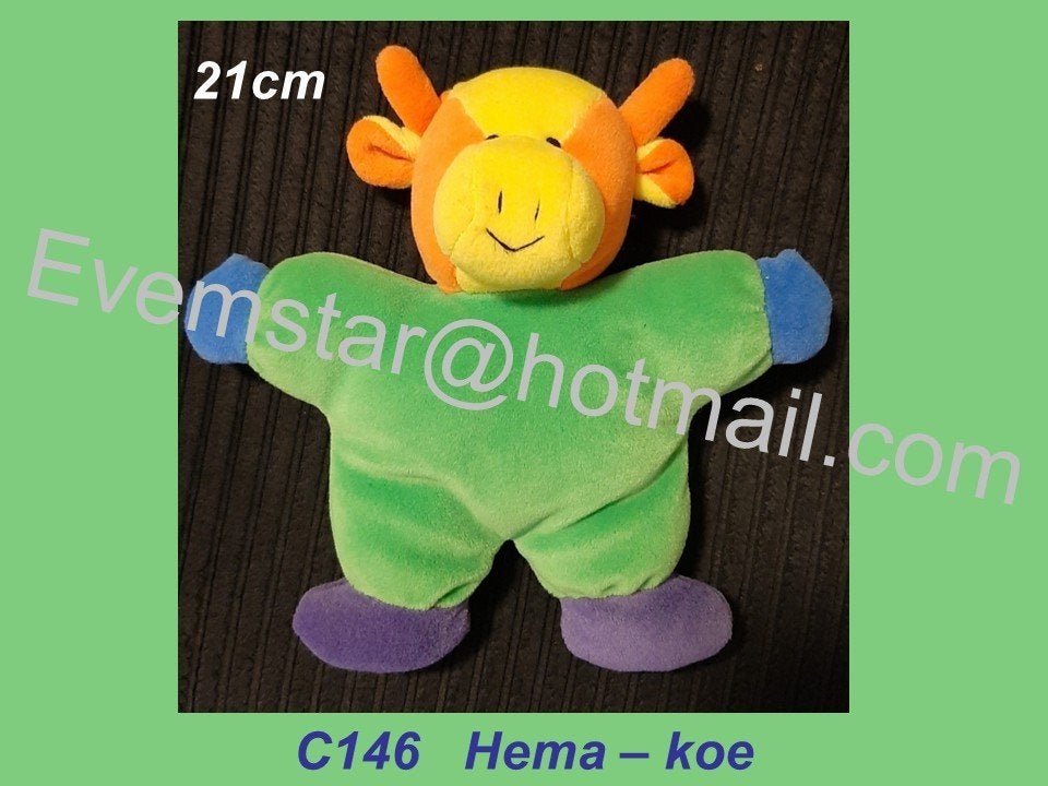 C146 Koe - Hema : groen velours koetje, Ophalen, Zo goed als nieuw, Koe, Hema
