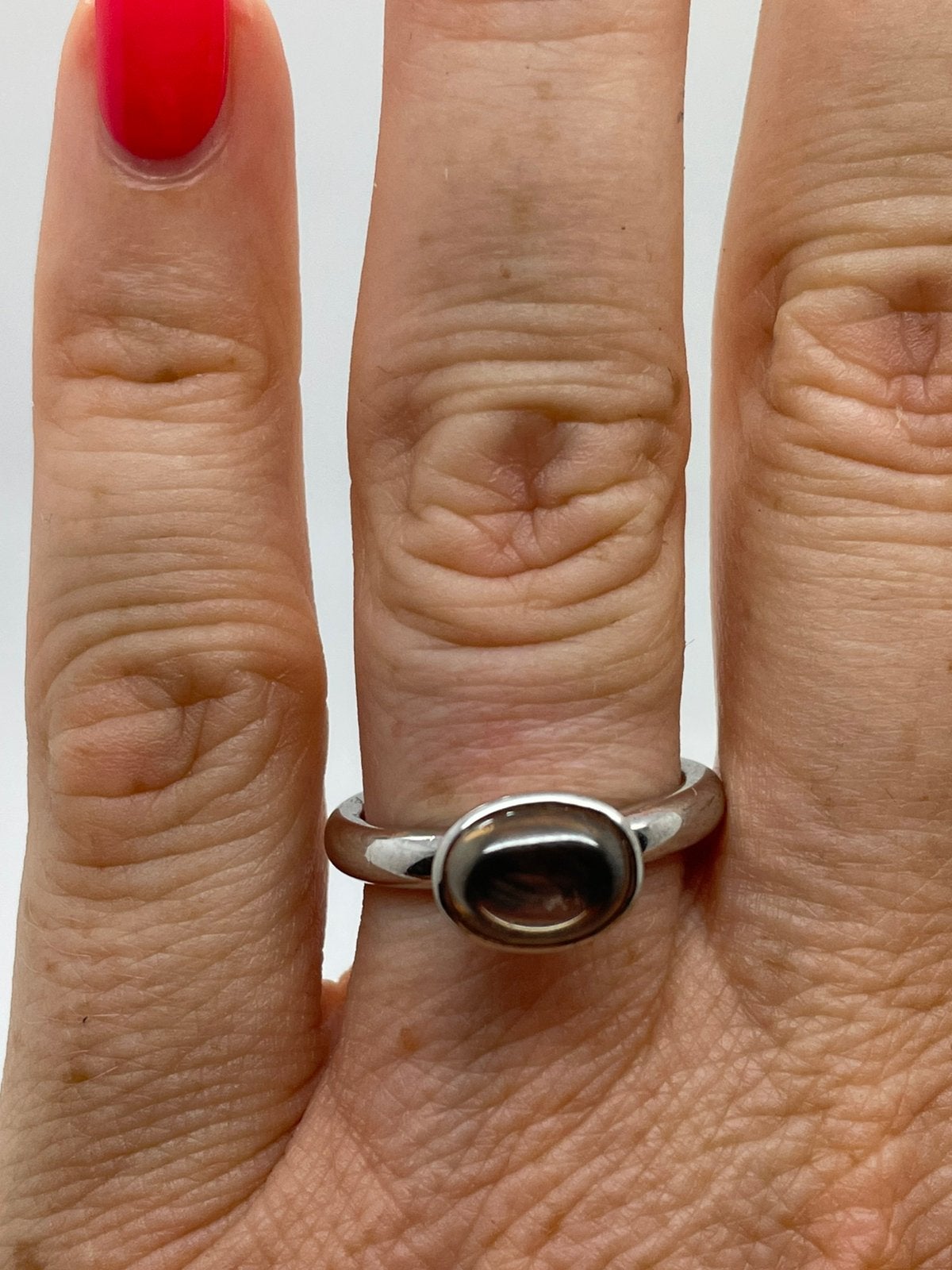 E770 Prachtige zilveren ring met ovale steen maat 17,75, Ophalen of Verzenden, X, Dame, Zilver
