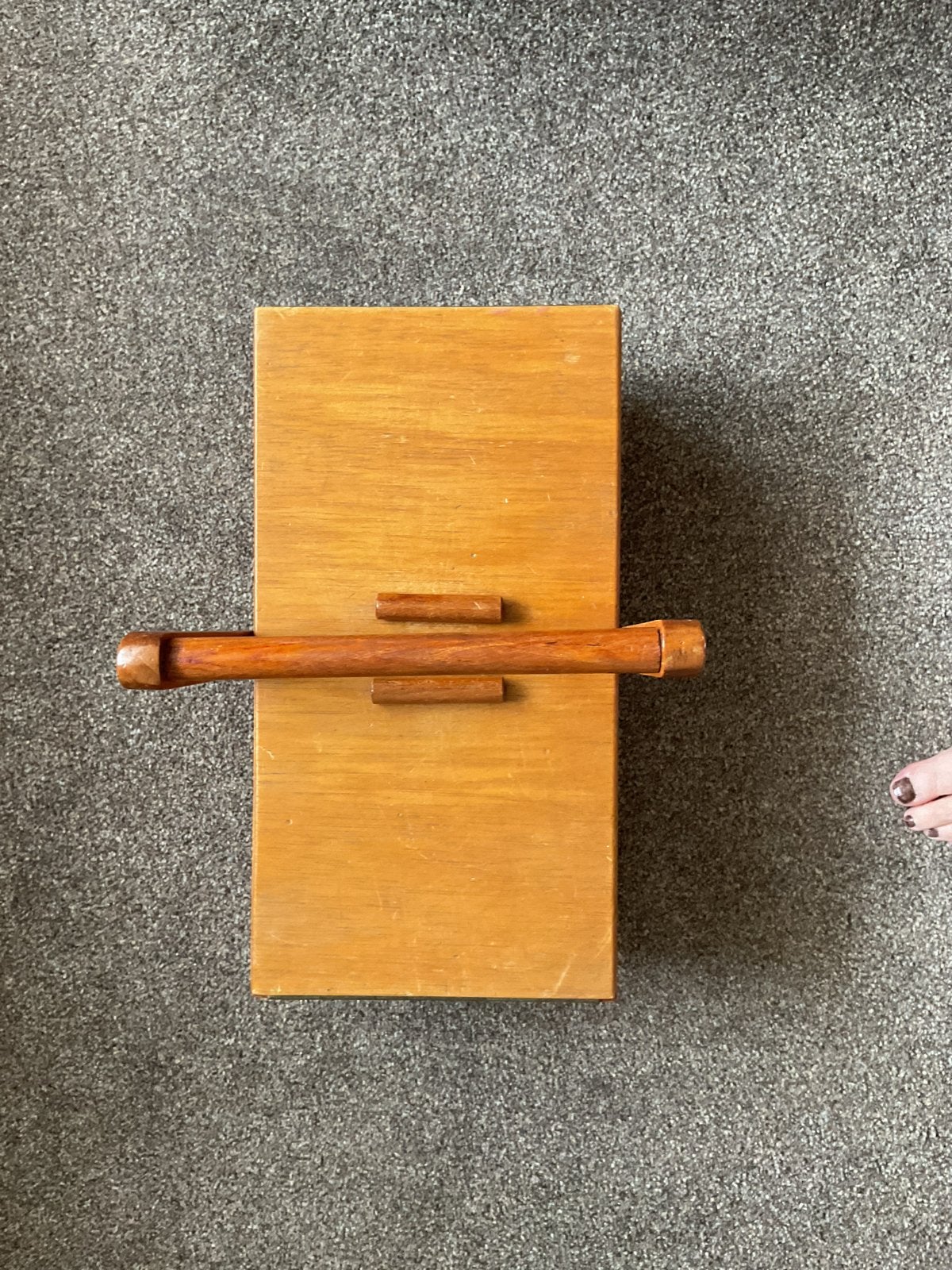 Vintage Houten Naaibox met Handgreep - 38x20x14 cm, Ophalen, Gebruikt, Overige typen