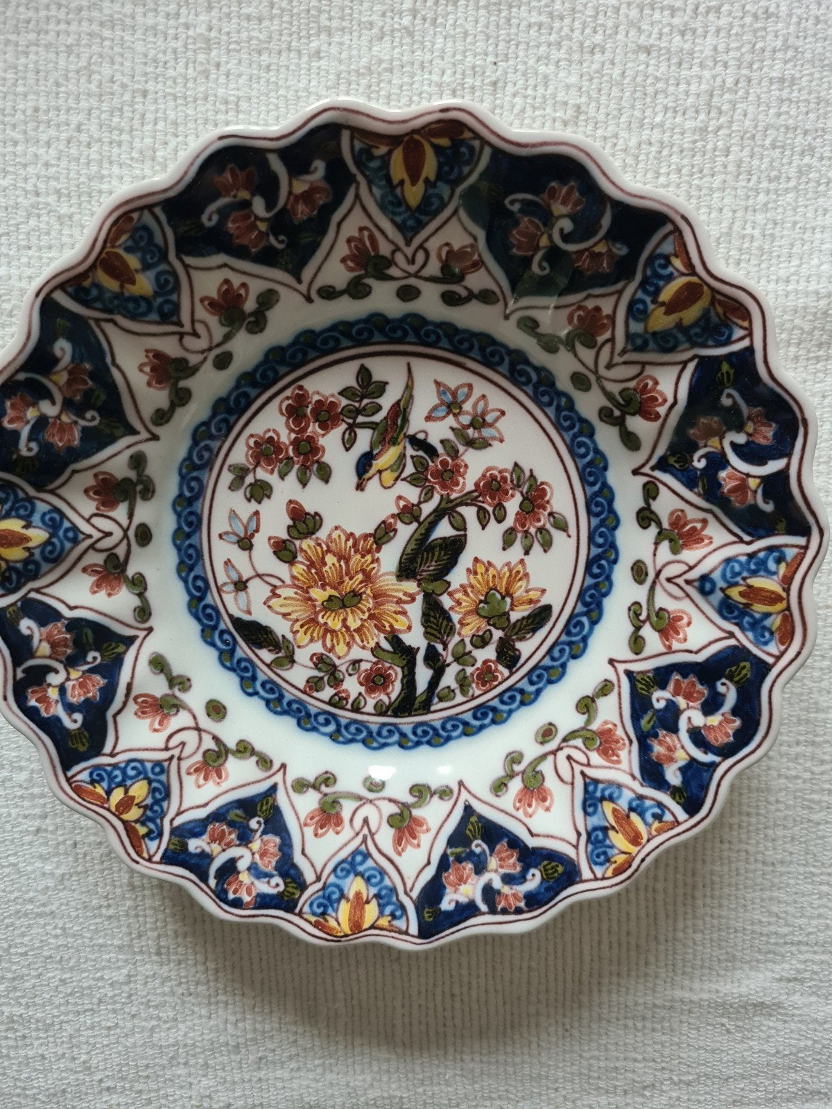 Decoratief Wandbordje Makkum Aardewerk - Bloemen & Vogel, Antiek en Kunst, Ophalen