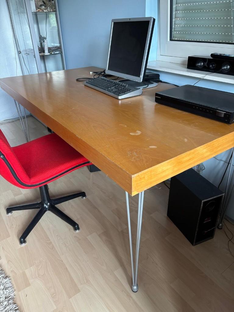 bureau/tafel houtfineer beuken, Ophalen, Gebruikt, Hout, 180 cm