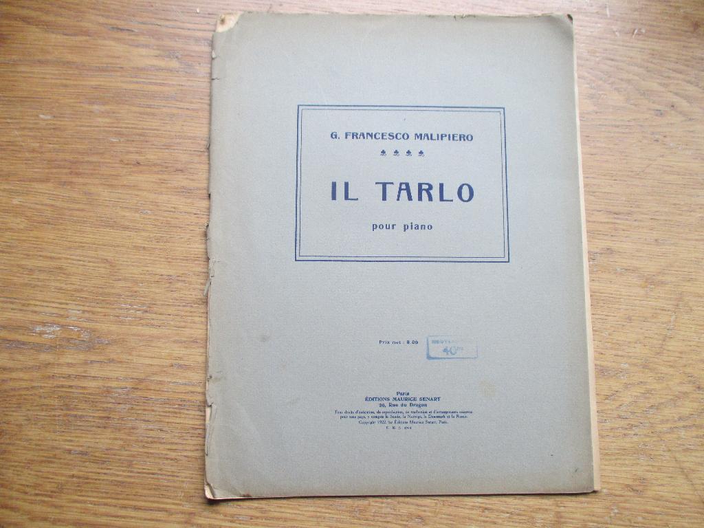 G. FRANCESCO MALIPIERO - IL TARLO - VOOR PIANO, Muziek en Instrumenten, Gebruikt, Klassiek, Ophalen of Verzenden, Artiest of Componist