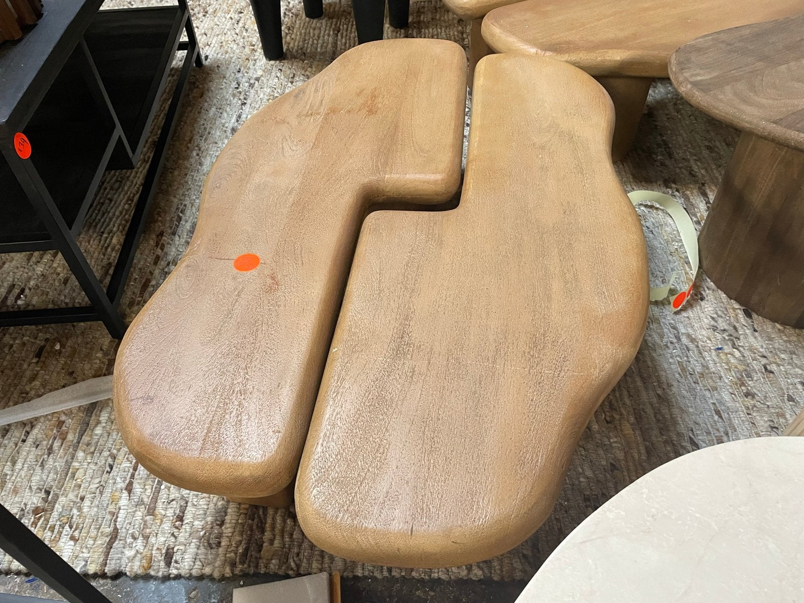 Salontafel 2-delig, organische vorm massief mangohout 100x70, Huis en Inrichting, Tafels | Salontafels, Ophalen, 100 tot 150 cm