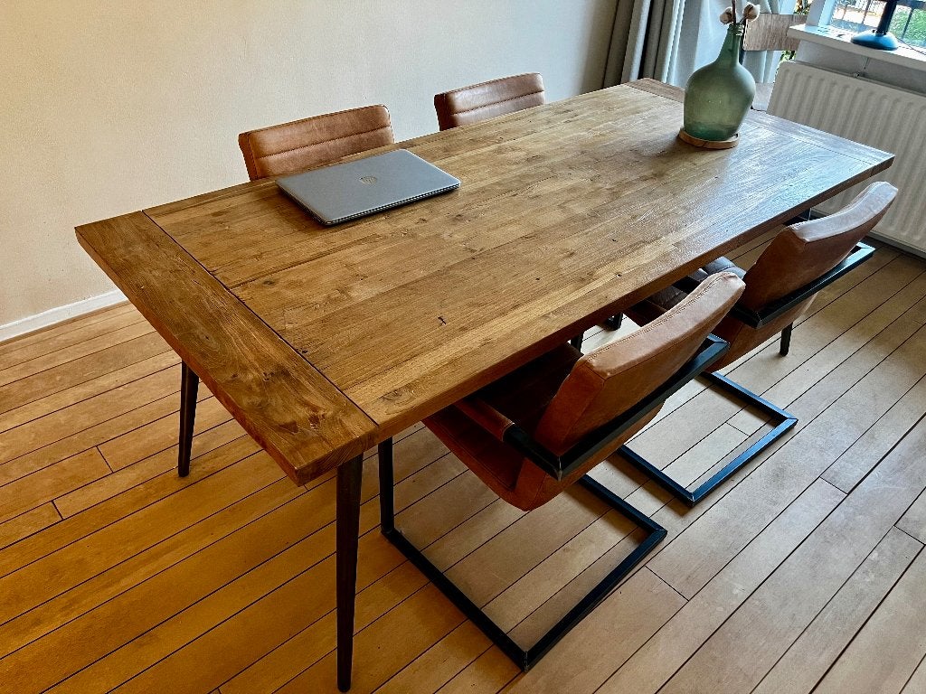 Eettafel + 4 stoelen, Huis en Inrichting, Tafels | Eettafels, Ophalen, Gebruikt, 200 cm of meer, 50 tot 100 cm