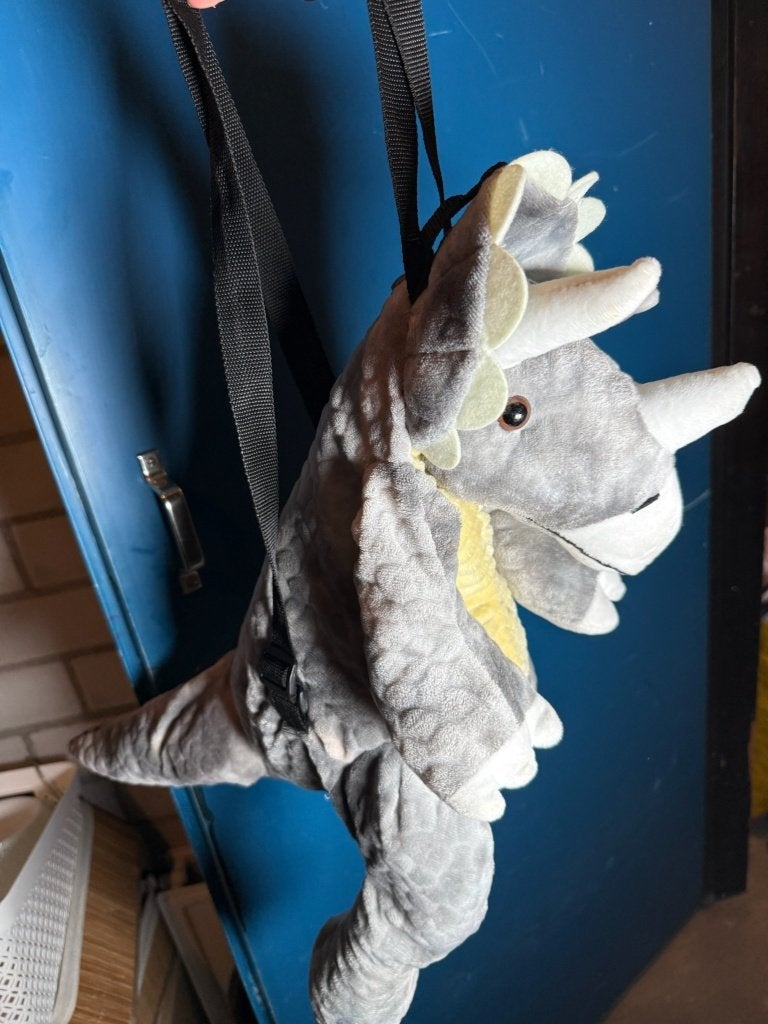 Triceratops rugzak dinosaurus pluche knuffeltas grijs, Ophalen of Verzenden, Overige typen