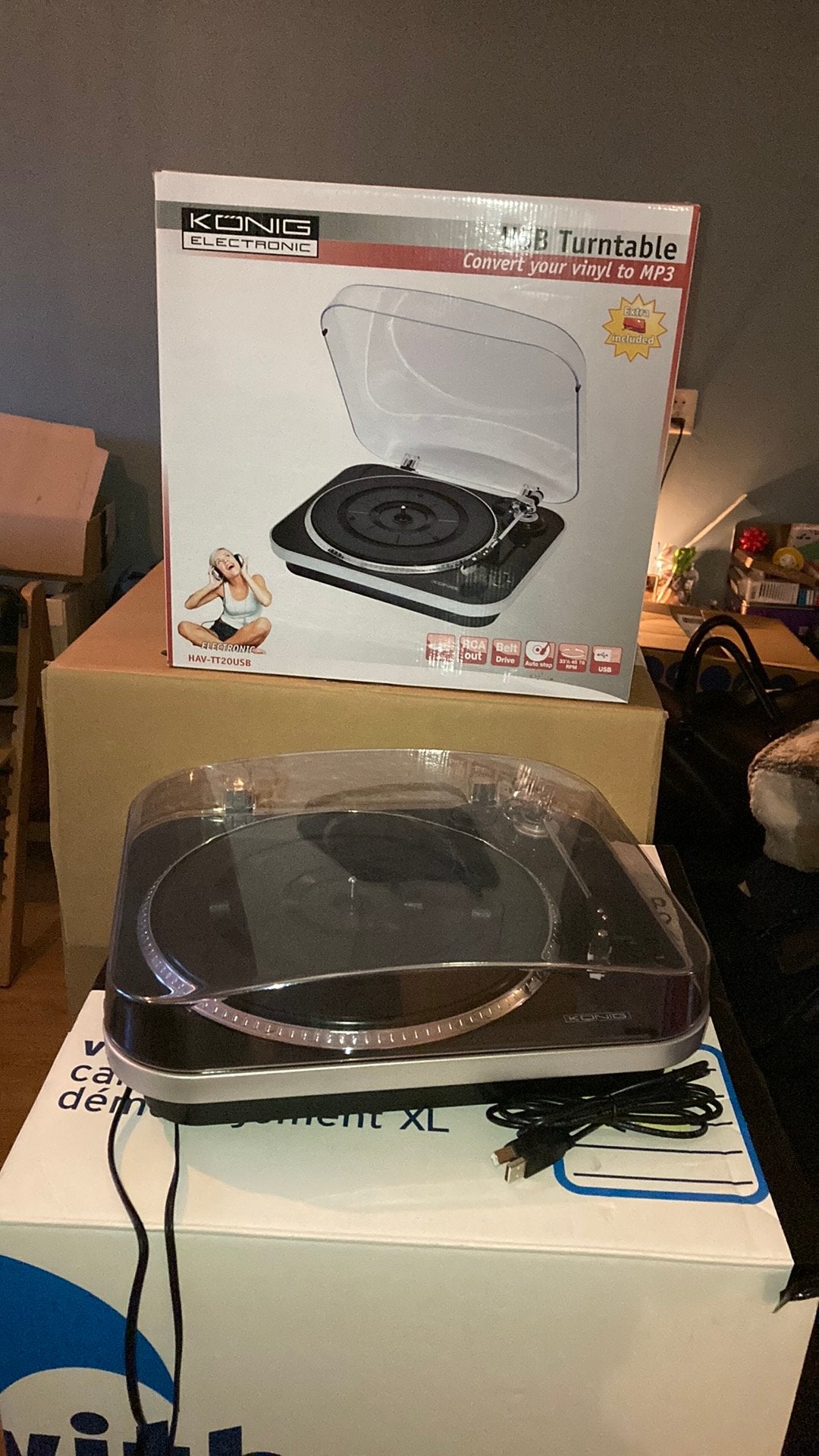 König Electronic USB Platenspeler HAV-TT20USB, Zo goed als nieuw, USB-aansluiting, Platenspeler, Ophalen