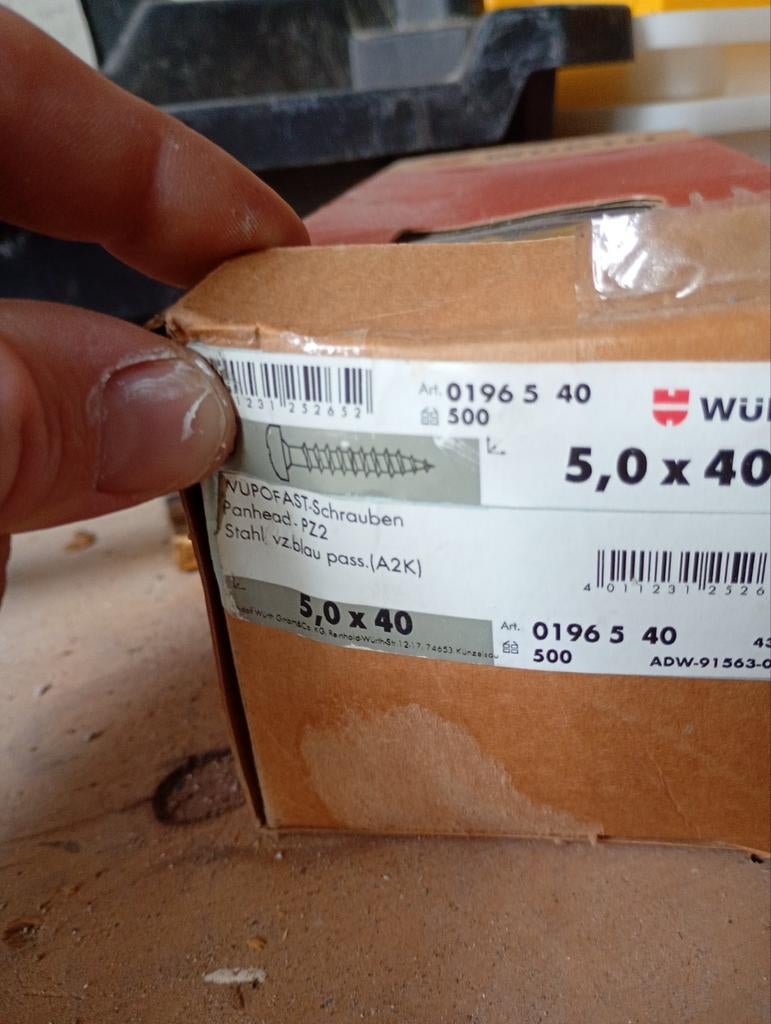 Würth 5x40 schroeven, Doe-het-zelf en Verbouw, IJzerwaren en Bevestigingsmiddelen, Schroeven, Nieuw, Minder dan 50 mm, Info@sandersverbouwingen.com