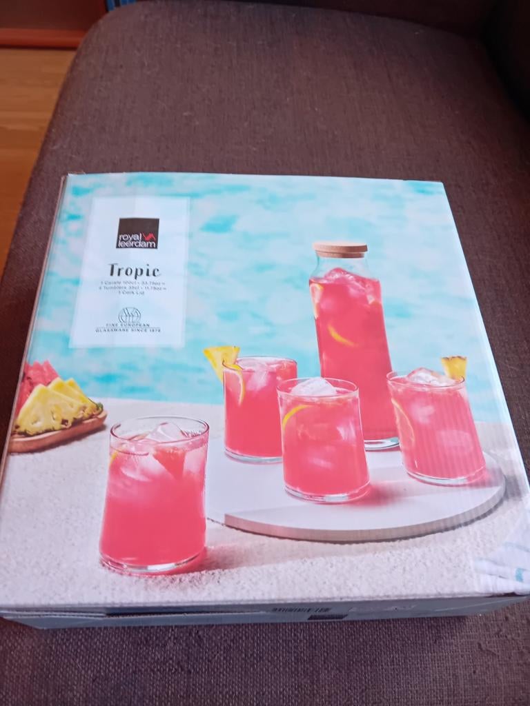 Royal Leerdam Tropic Karaf en Tumblers Set, Nieuw, Ophalen of Verzenden, Meerkleurig, Overige merken