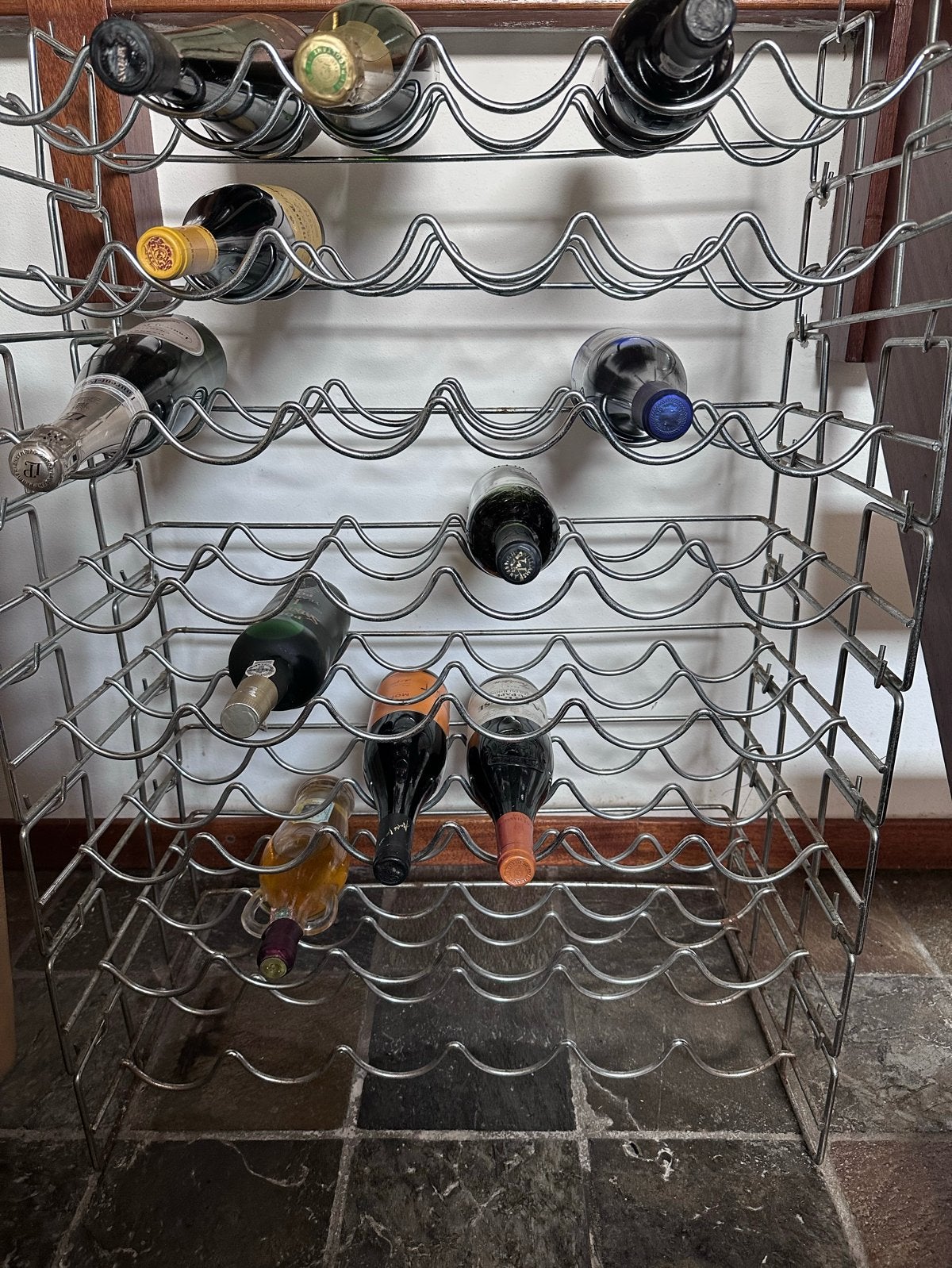 Modulair wijnrek met 18 secties - Metaal, Huis en Inrichting, Woonaccessoires | Wijnrekken, Ophalen, 50 – 75, Gebruikt, 15 tot 25 flessen