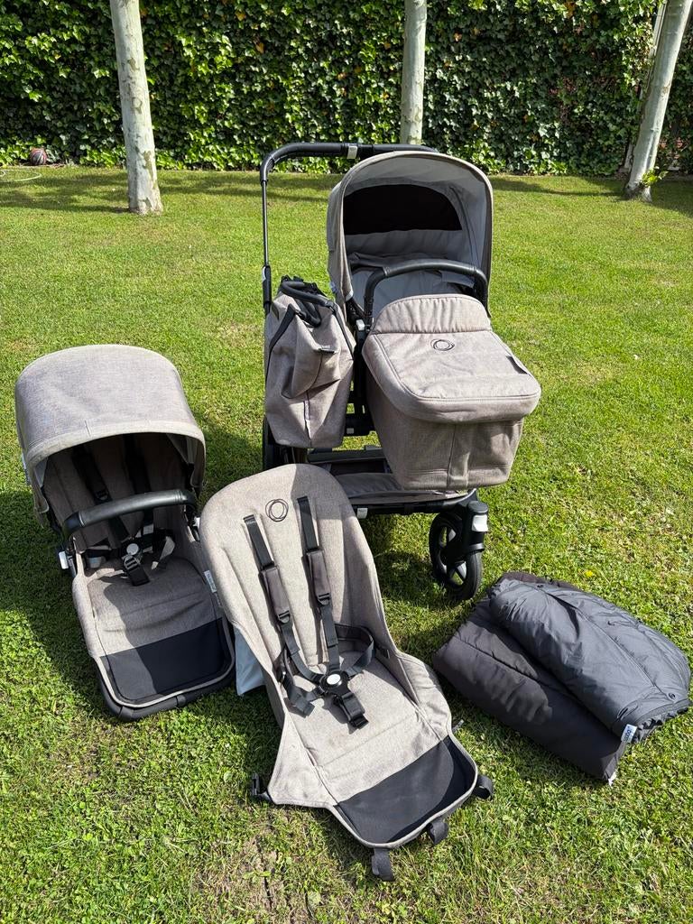 Bugaboo donkey duo 3 mineral taupe compleet, Bugaboo, Ophalen of Verzenden, Zo goed als nieuw, Combiwagen