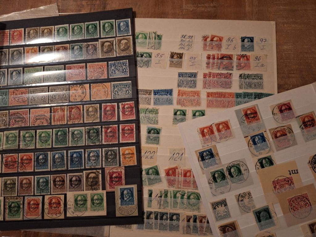 Bayern postzegels & dienstzegels (1910-1920) + 3 kaarten, Ophalen of Verzenden, Overige periodes, Gestempeld