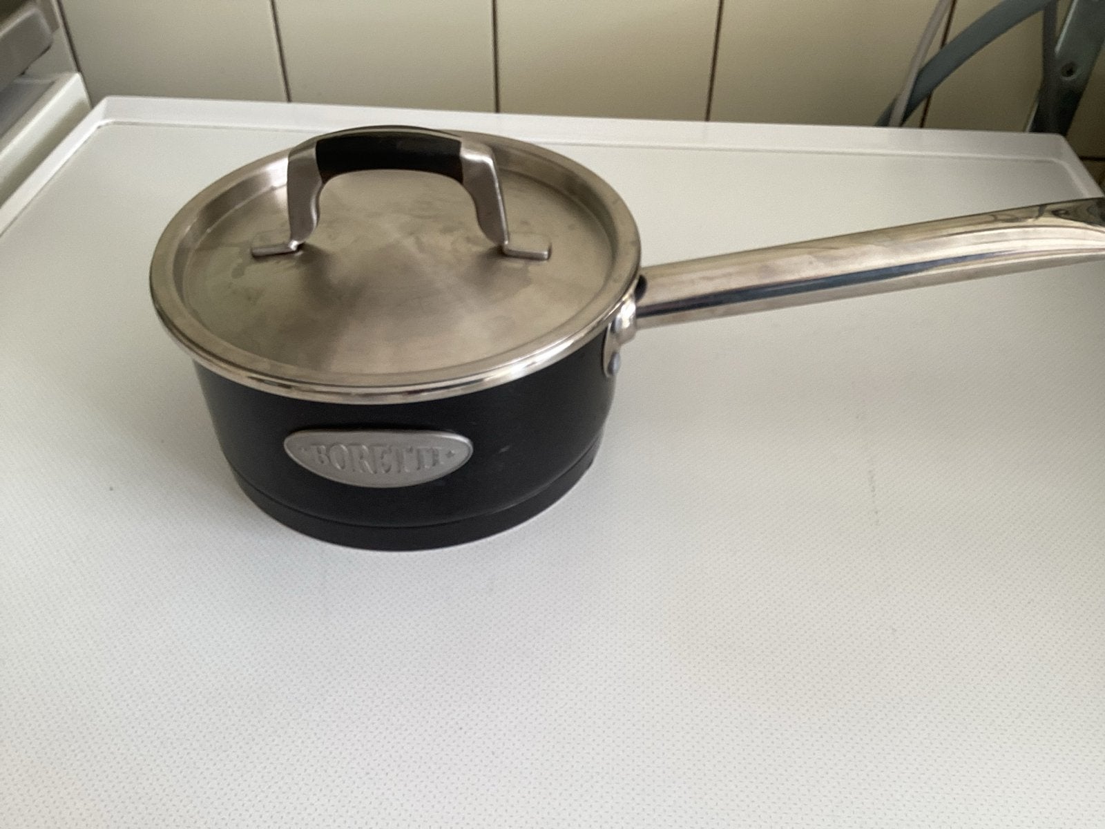 Boretti Kookpan met deksel - Zo goed als nieuw, Ophalen, Met deksel, Zo goed als nieuw, Rvs
