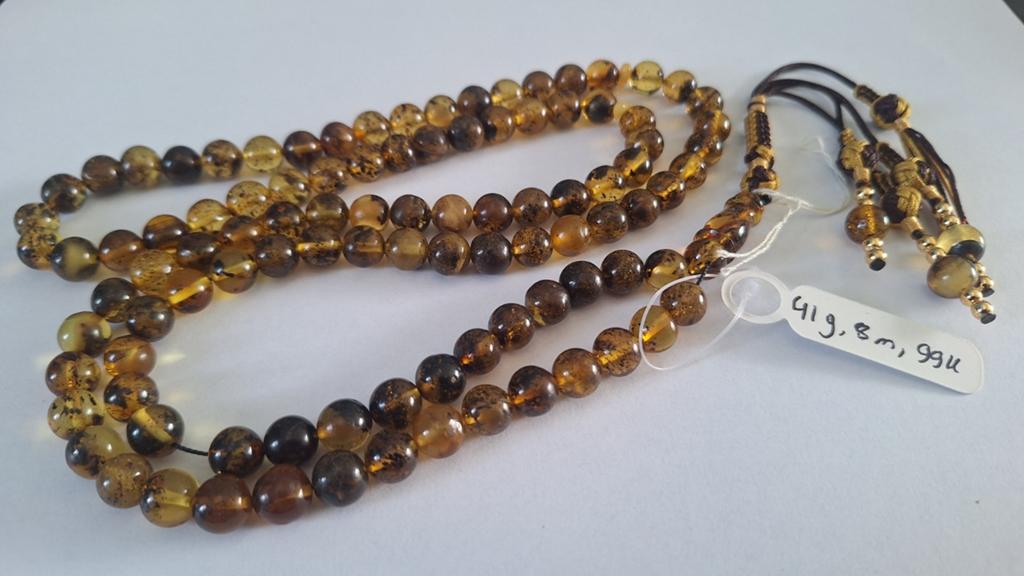Baltische amber barnsteen tesbih ketting, Ophalen of Verzenden, Overige materialen, Ketting, Met edelsteen