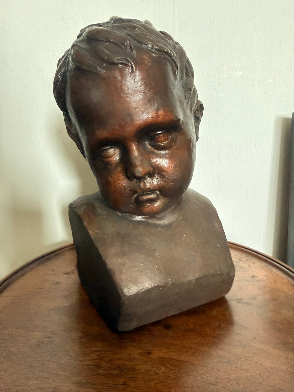Vintage bronskleurig kinderhoofdje, Antiek en Kunst, Ophalen of Verzenden