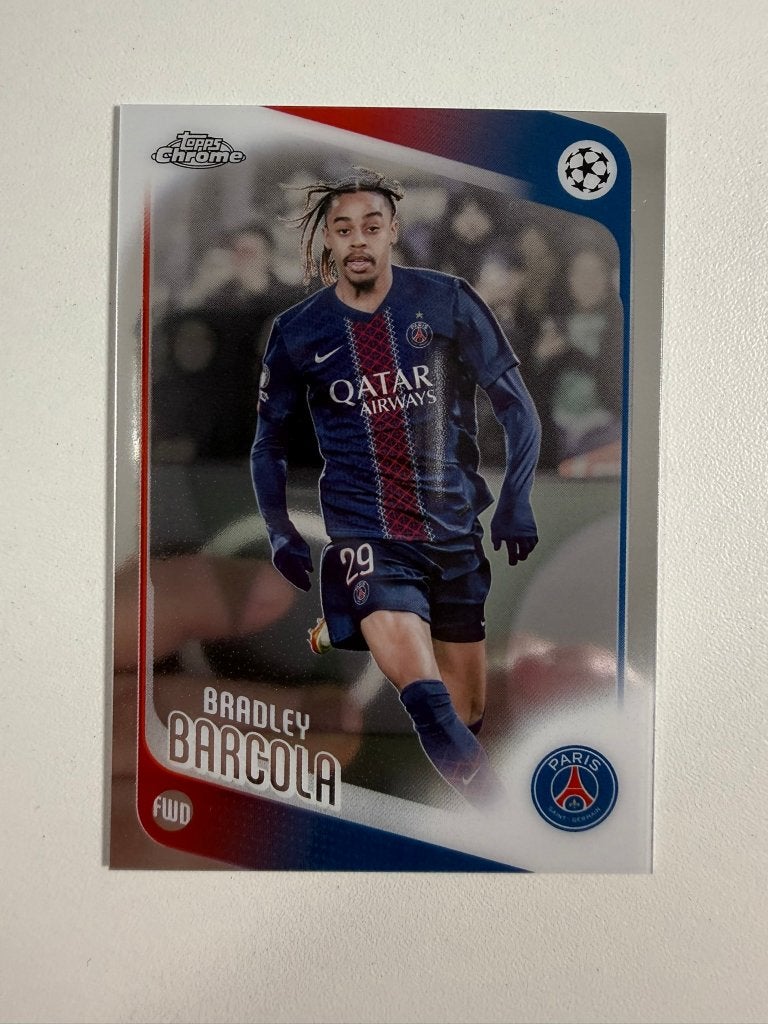 63 Bradley Barcola Topps Chrome 2025-26, Ophalen of Verzenden, Nieuw, Buitenlandse clubs, Poster, Plaatje of Sticker