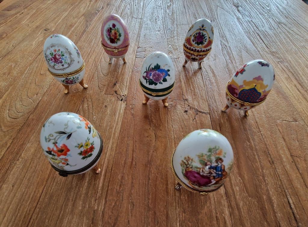 Fabergé style porseleinen eieren (o.a. limoge), Antiek en Kunst, Curiosa en Brocante, Ophalen of Verzenden