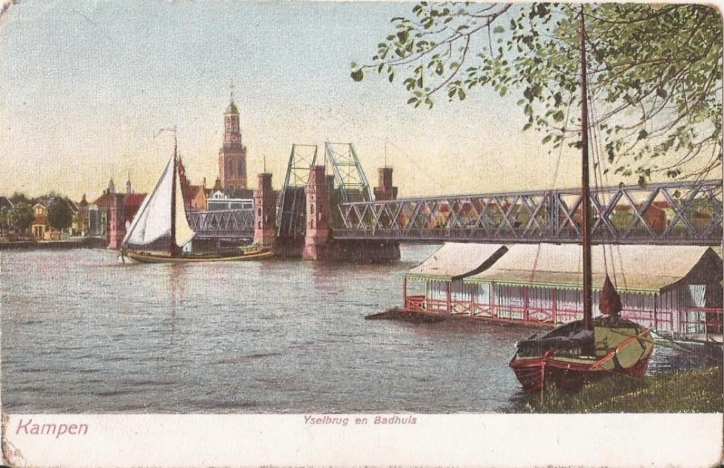 Kampen Yselbrug en Badhuis 1904, Ophalen of Verzenden, Voor 1920, Ongelopen, Overijssel