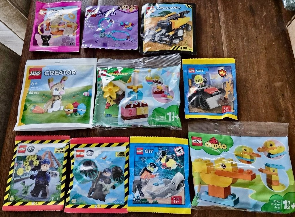 Lego 10 Paper/Polybags o.a. Jurassic World, Technic e.a., Lego, Nieuw, Ophalen of Verzenden, Complete set