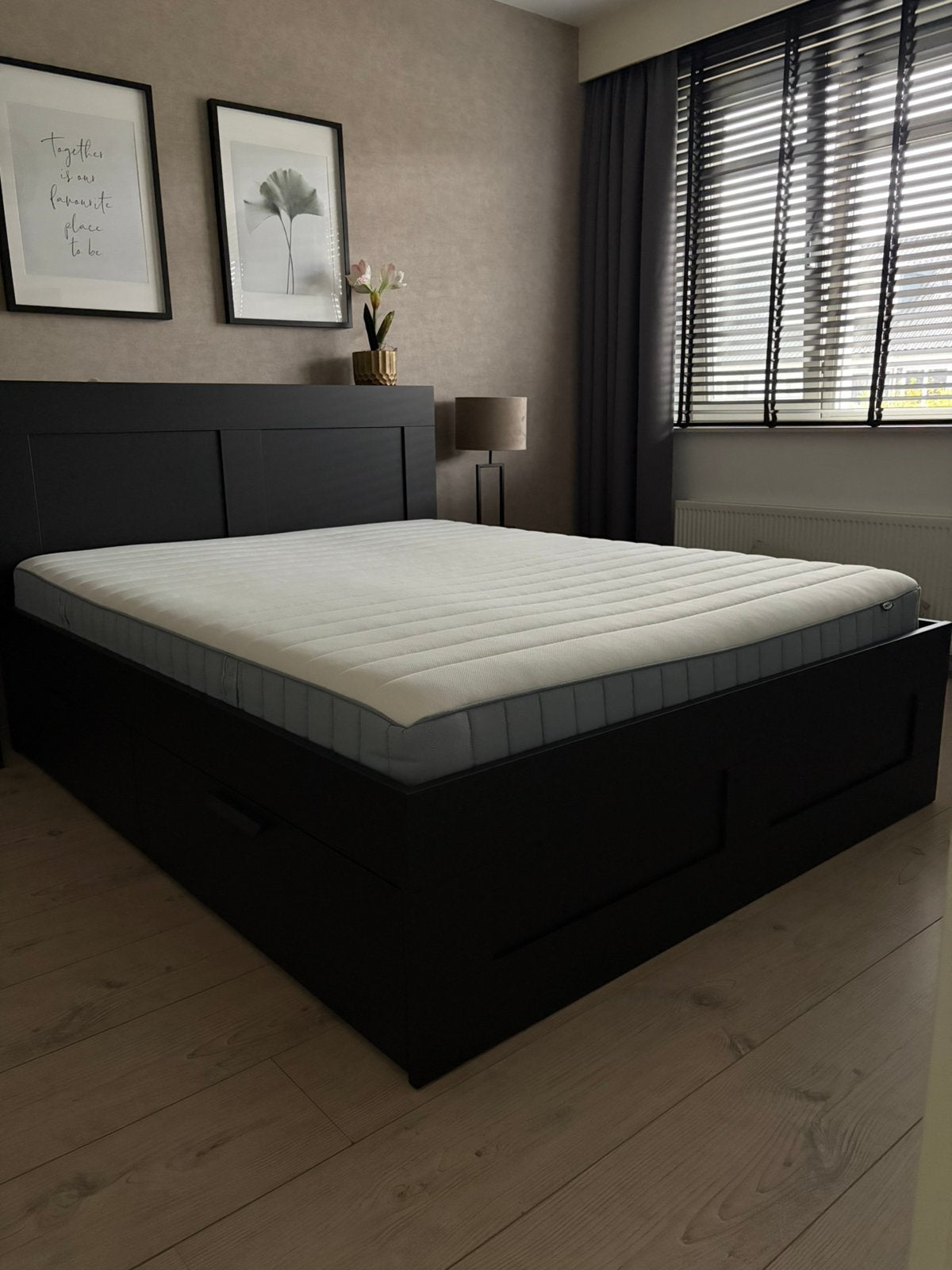 Zgan Brimnes bed Ikea 160x200 zwart, Zwart, Tweepersoons, Ophalen of Verzenden, Zo goed als nieuw