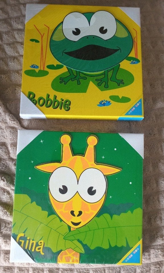 Babyzoo Canvas Schilderij  Kikker en Giraf, Ophalen of Verzenden, Nieuw, Schilderij