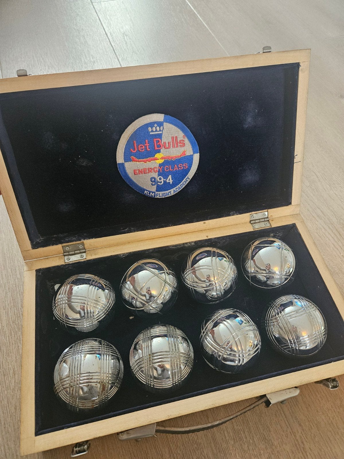 Petanque set in houten kist - Jet Bulls KLM Flight Academy, Ophalen of Verzenden