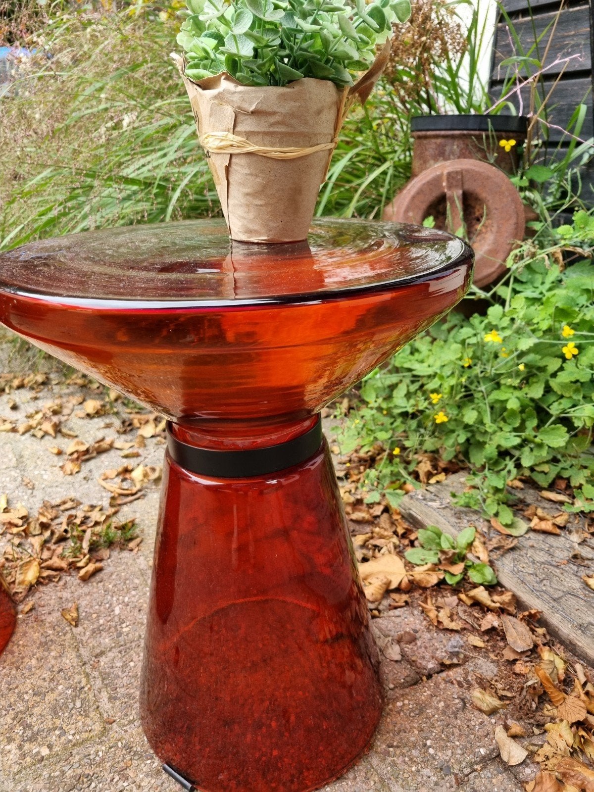 glazen bijzettafeltje in nieuwstaat, Minder dan 55 cm, Rond, Nieuw, Glas